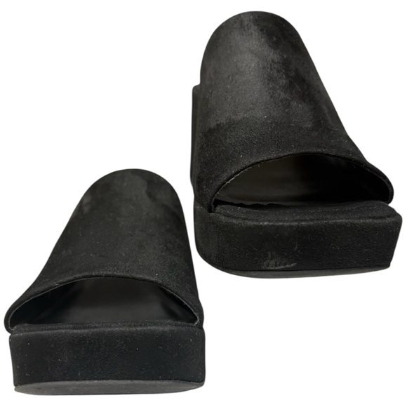 Mix No. 6 Black Platform Mule Heels Size 6 Retro 90s Style Faux Suede Feel EUC - Picture 7 of 12